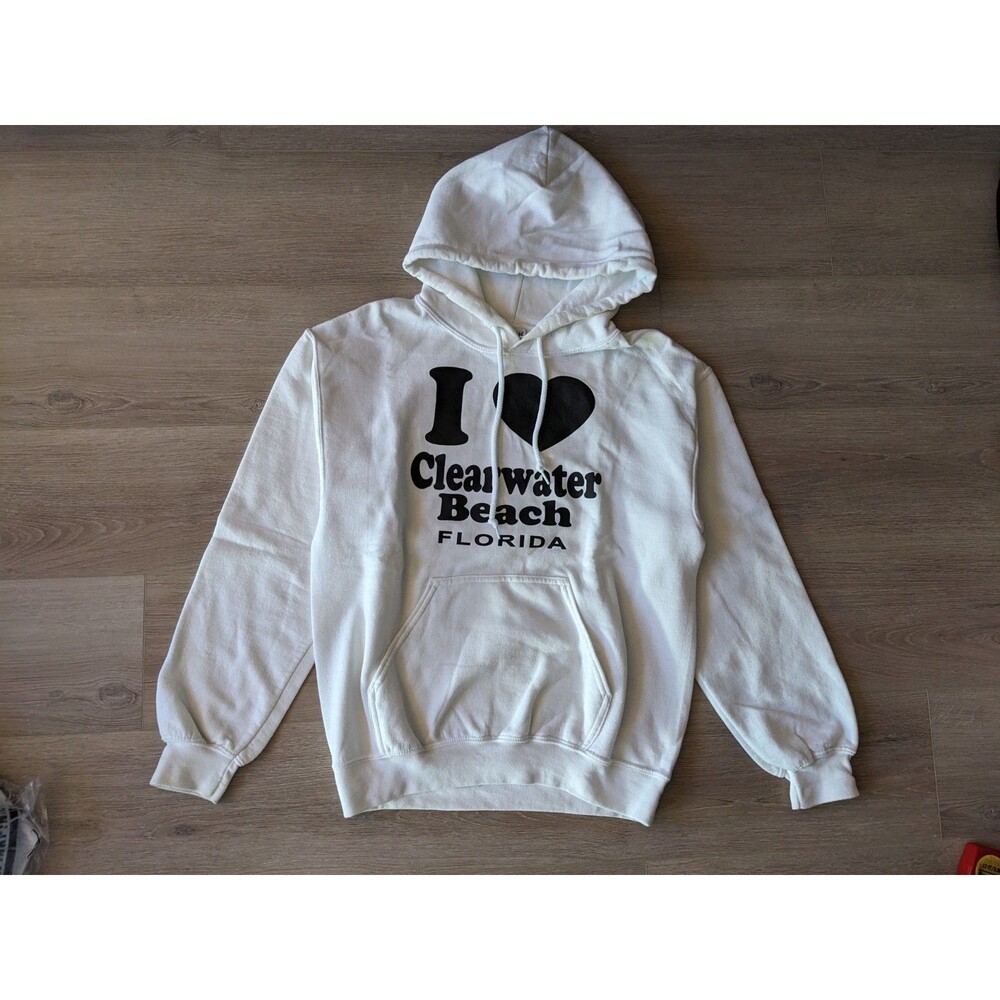 Florida I love Clearwater Beach Ocean FL White Crewneck Pullover Sweater Small